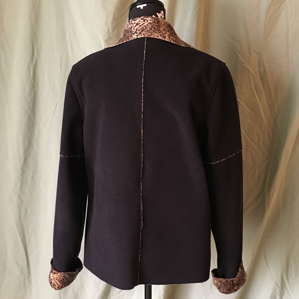 Vintage 90's Zip Up Black Leopard Trim Soft Jacket - Picture 3 of 12
